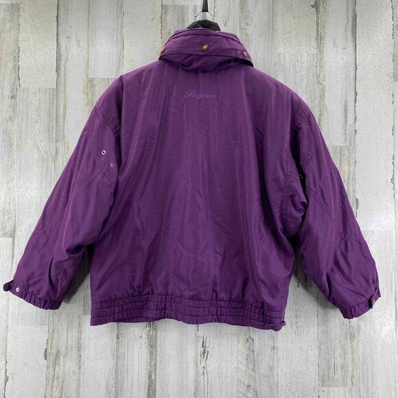 Vintage 80s Bogner Ski Jacket Womens 6 Purple Polyester Snap Away‎ Hood Pockets - Picture 6 of 12